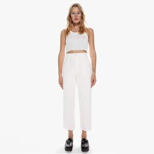 Mother Patch Pocket Private Ankle Fray Crop Jean Cream Puffs Off White 30
